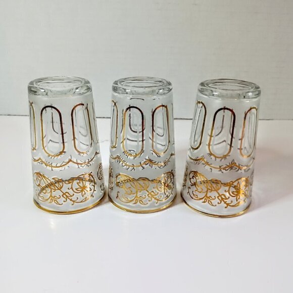 Vtg Fath Moroccan tea glasses white and gold - Picture 3 of 6